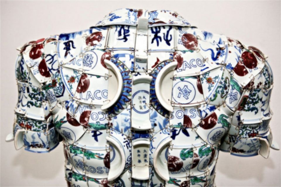Lacoste's porcelain shirt-sculpture